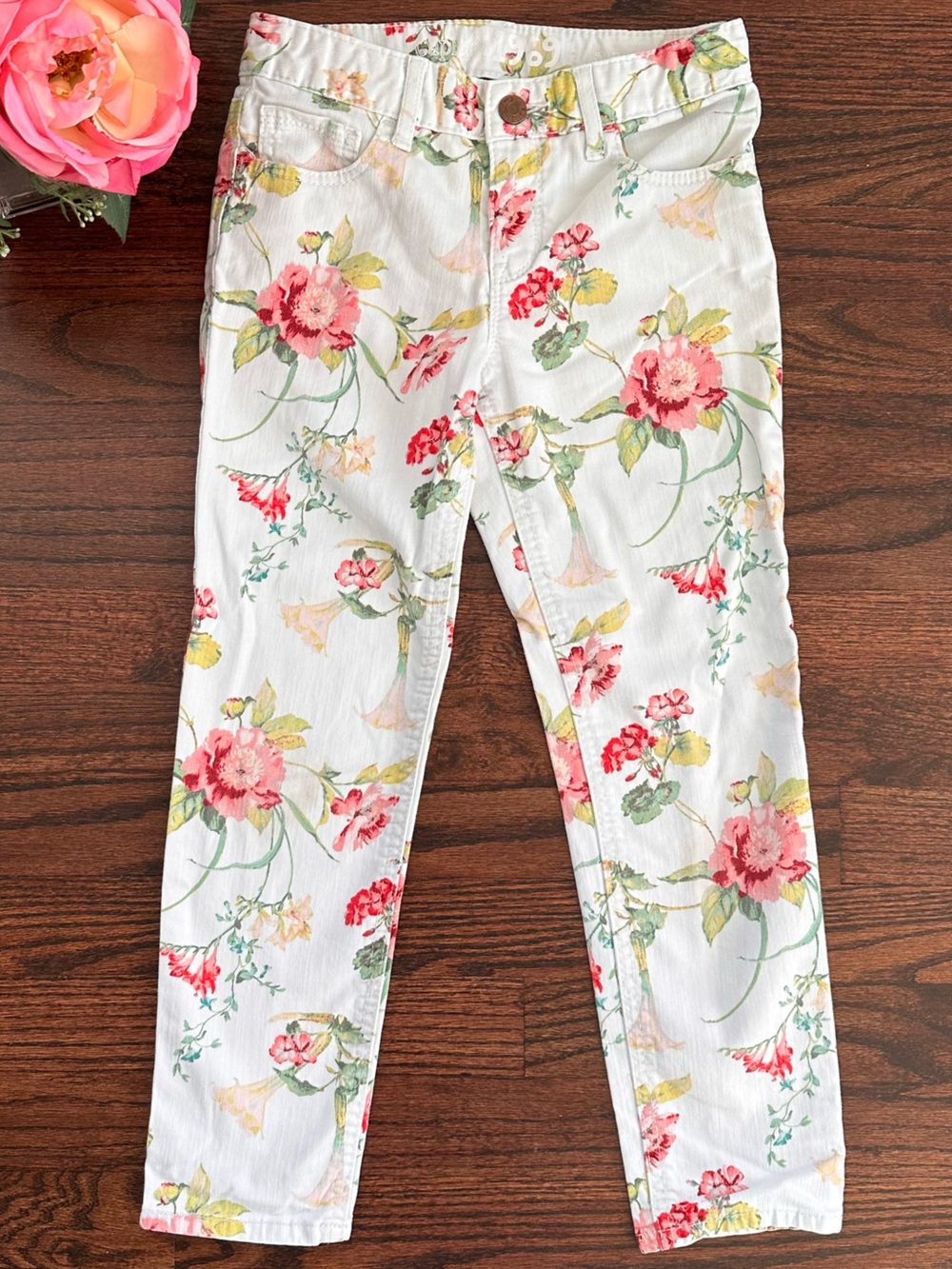 Gap Kids 1969 floral cropped skinny jeans, size 10